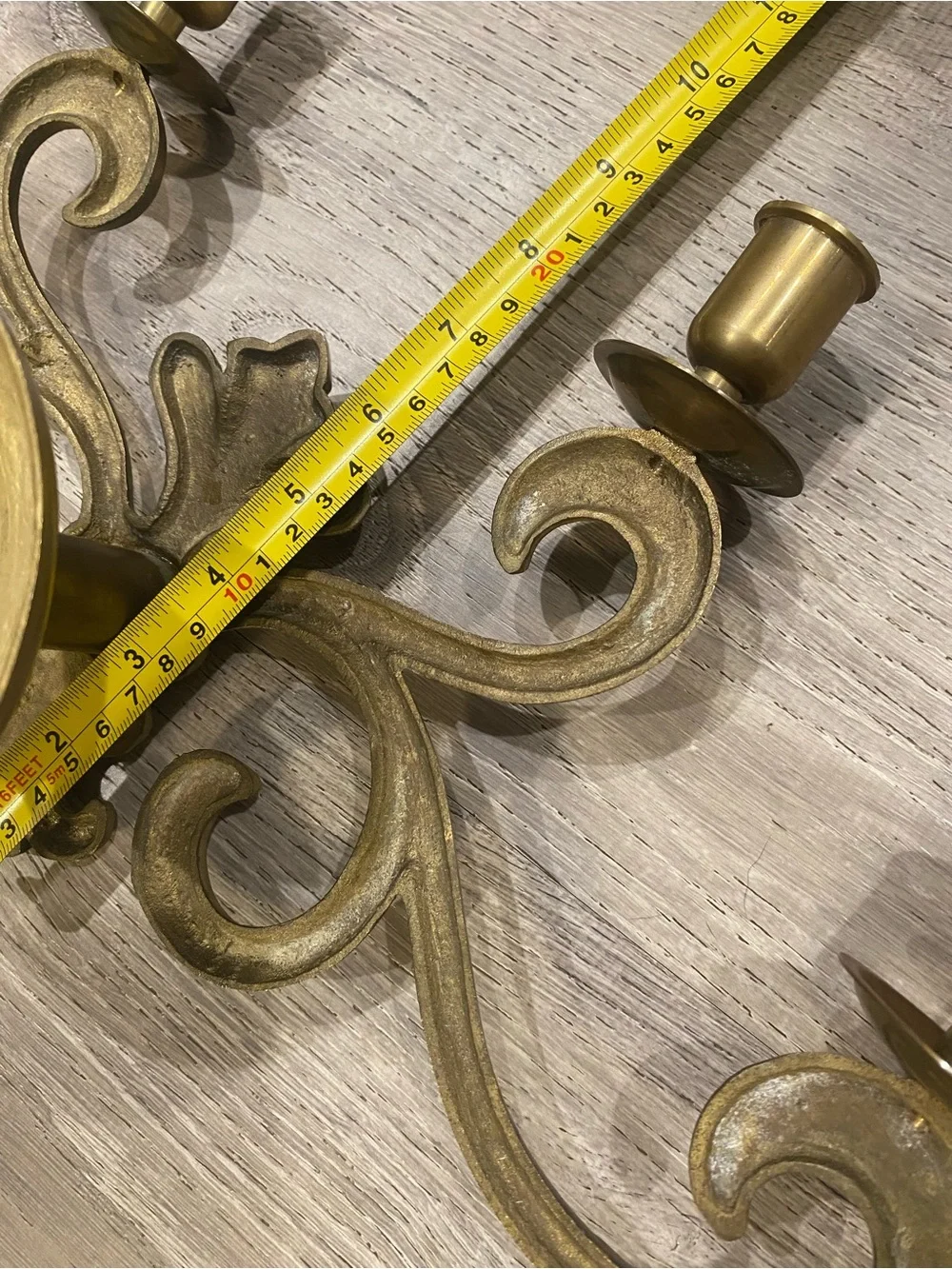 VTG Solid Brass Fleur De Lis 4-Arm Wall Sconce Candelabra